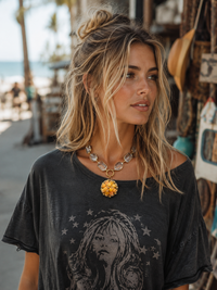 Peach Floral Pendant Necklace