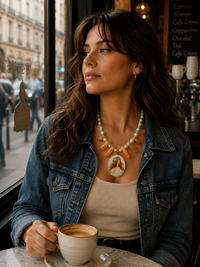 Porcelain Portrait Crystal Necklace