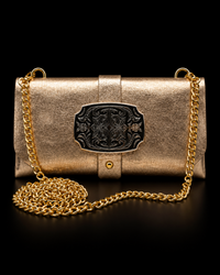 Filigree Buckle Clutch - Bronze
