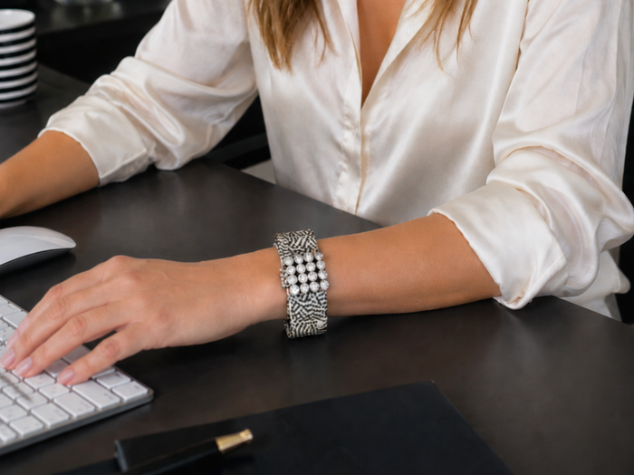 Avignon Bow Cuff Bracelet - Grey