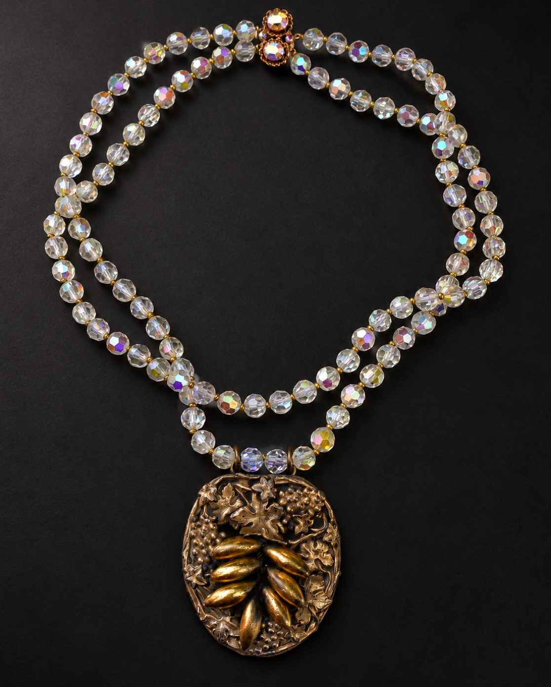 Golden Botanical Crystal Necklace