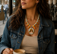 Porcelain Portrait Crystal Necklace