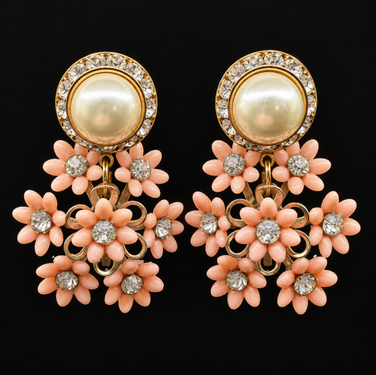 Floral Pearl Cluster Earrings