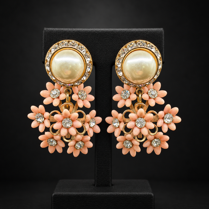 Floral Pearl Cluster Earrings
