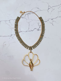 Peacock With Vintage Beaded Chain
