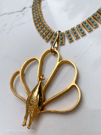 Peacock With Vintage Beaded Chain