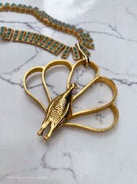Peacock With Vintage Beaded Chain