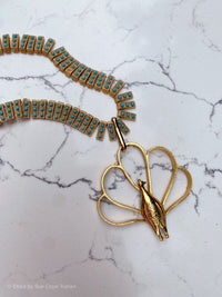 Peacock With Vintage Beaded Chain