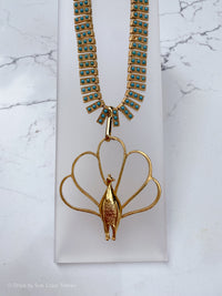 Peacock With Vintage Beaded Chain