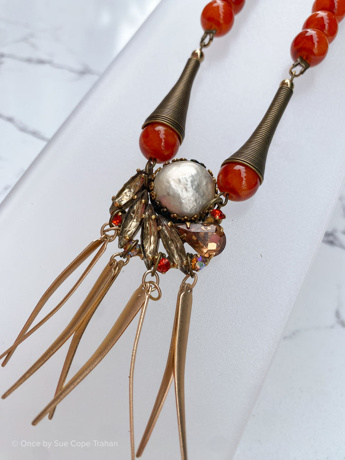 Burnt Orange Glass 1940's Jewel