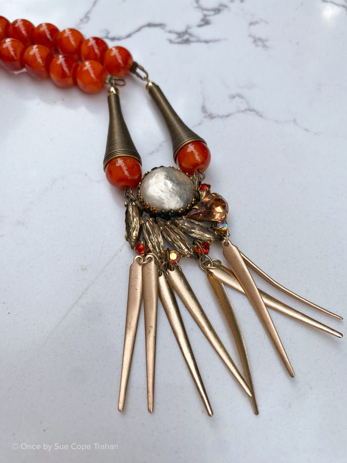 Burnt Orange Glass 1940's Jewel