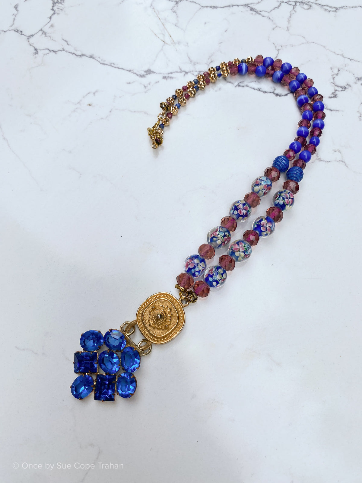 1940's Blue Jewel Fur Clip Mirano Glass