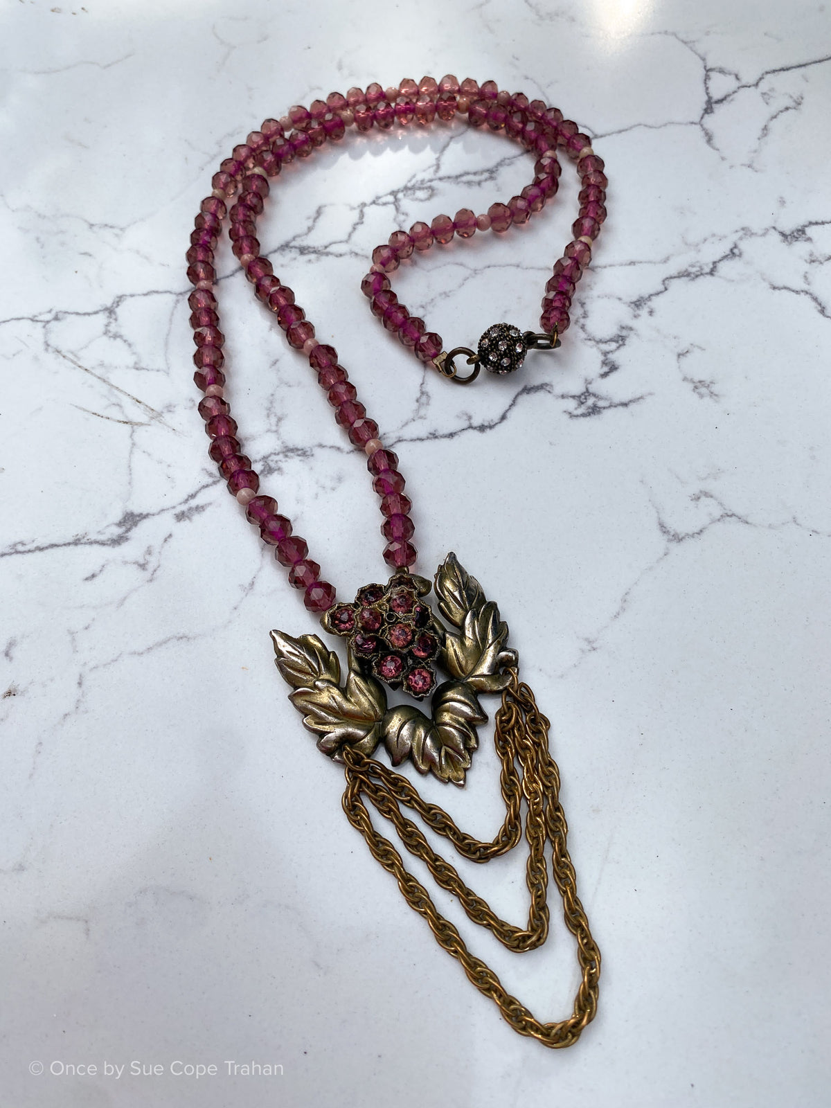 Antique Fur Clip Purple Glass
