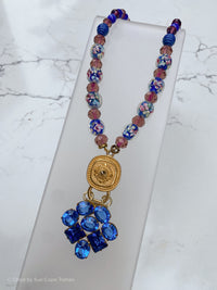1940's Blue Jewel Fur Clip Mirano Glass