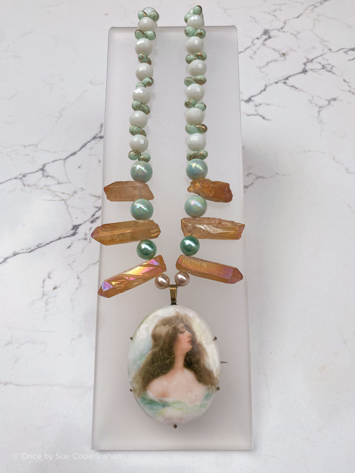 Hand Painted Lady Brooch 1920