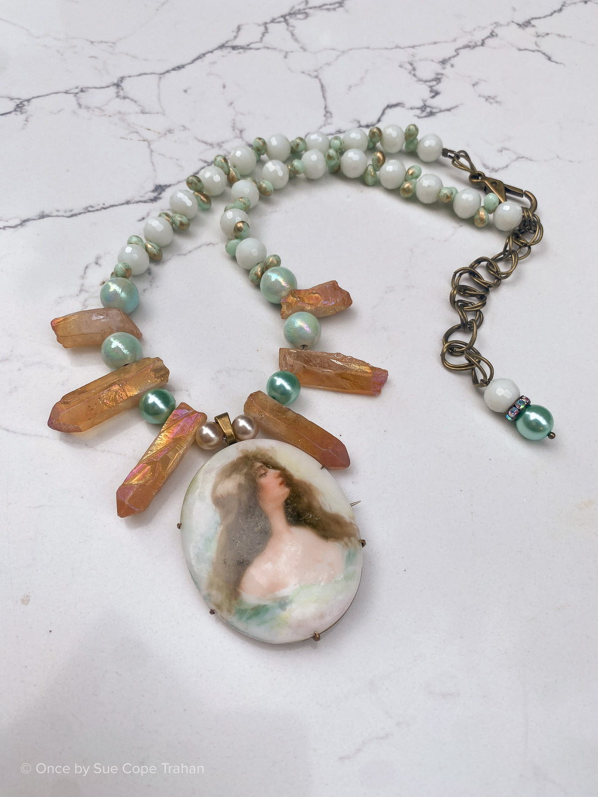 Hand Painted Lady Brooch 1920