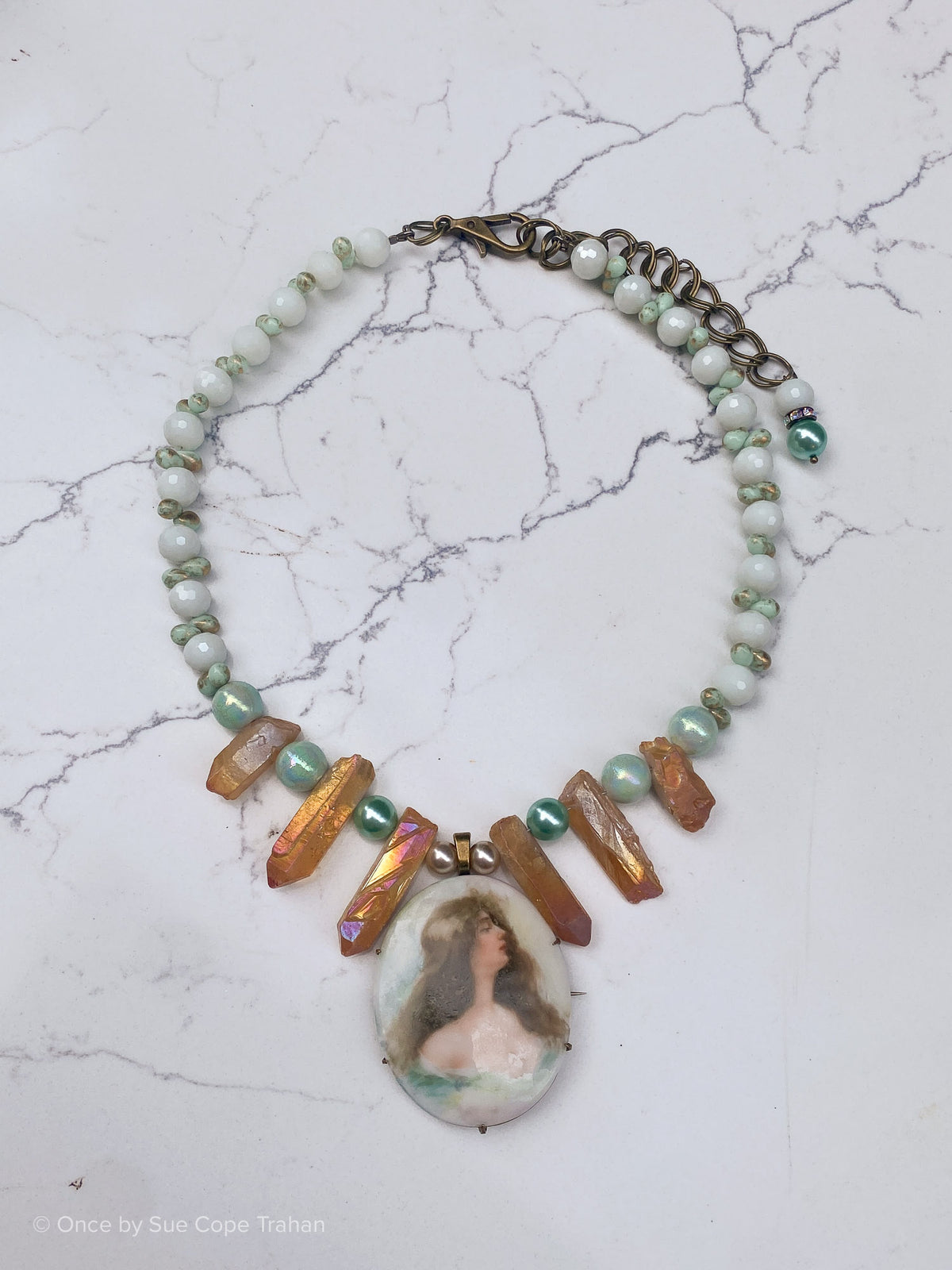 Hand Painted Lady Brooch 1920