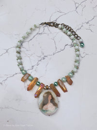 Hand Painted Lady Brooch 1920