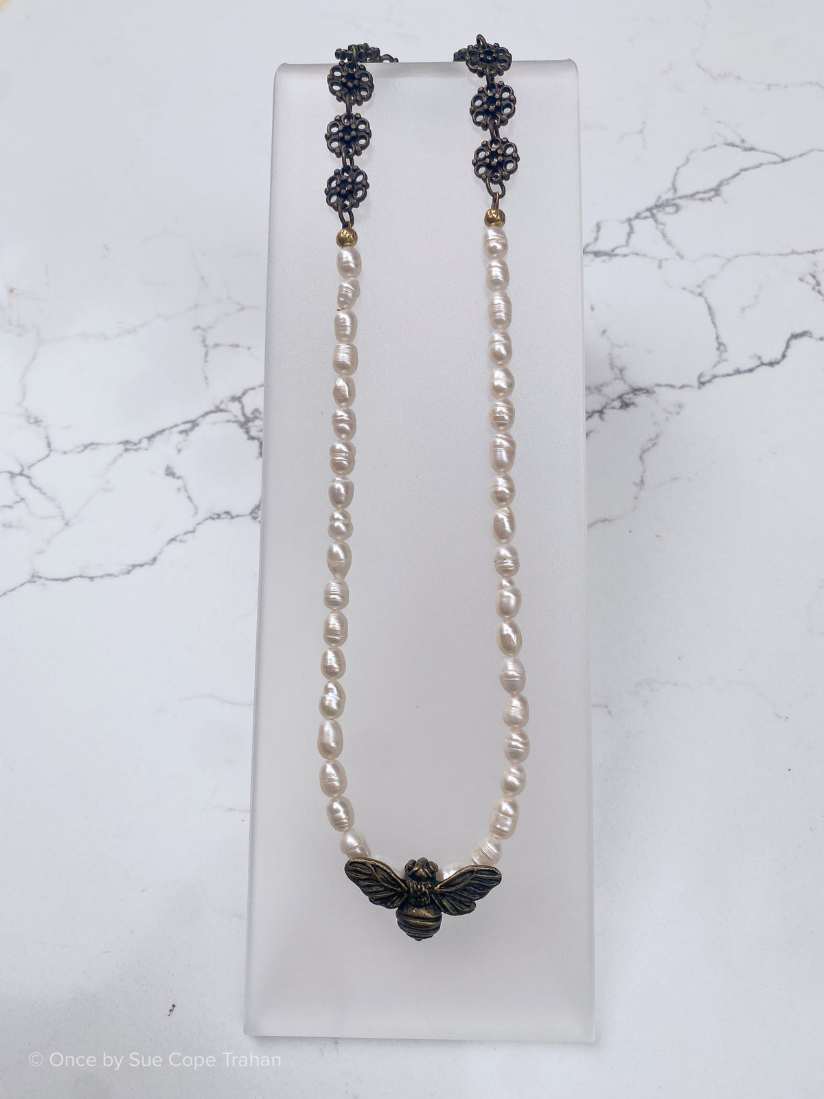 Fresh Water Pearl With Vintage Bee