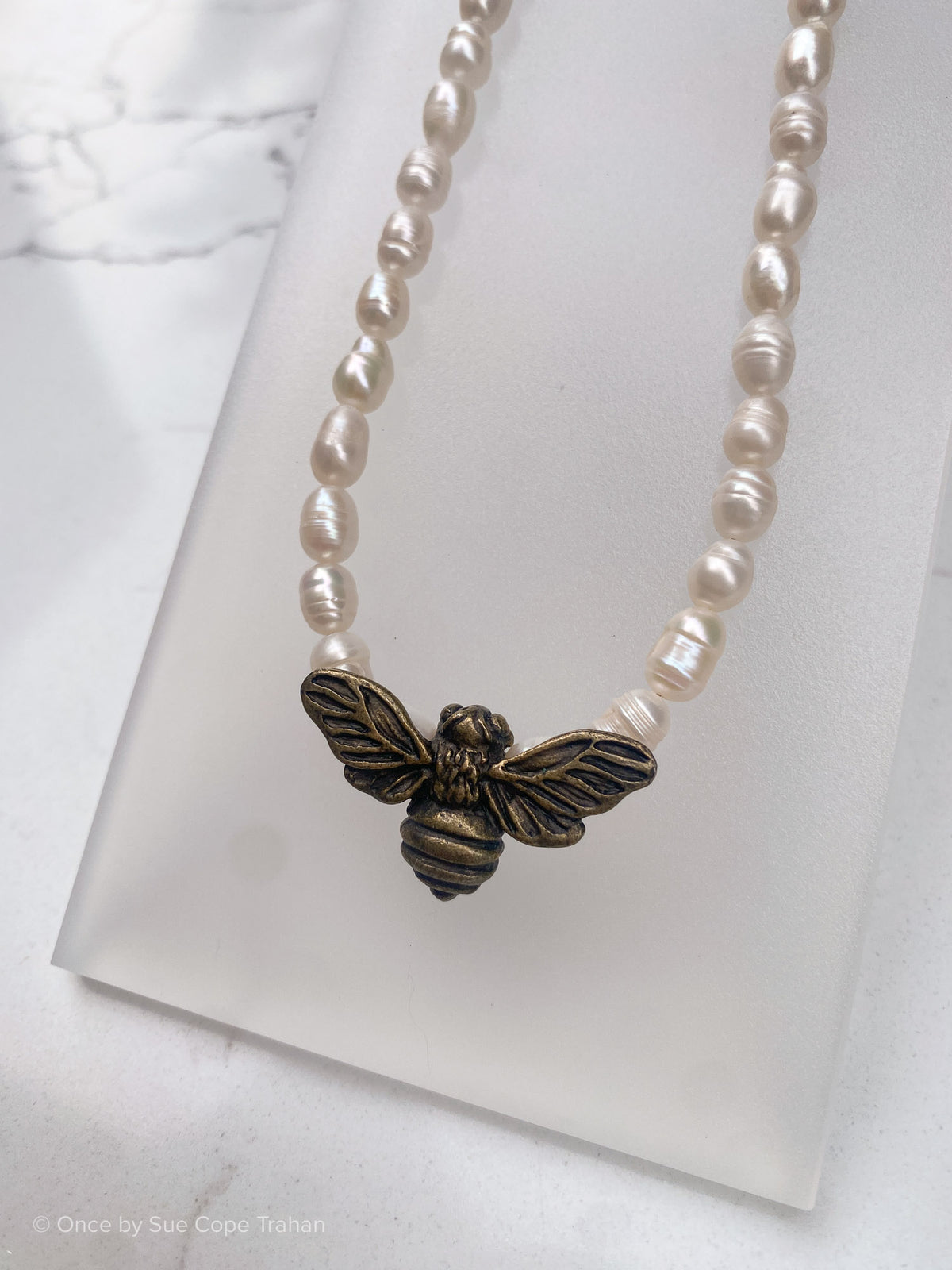 Fresh Water Pearl With Vintage Bee