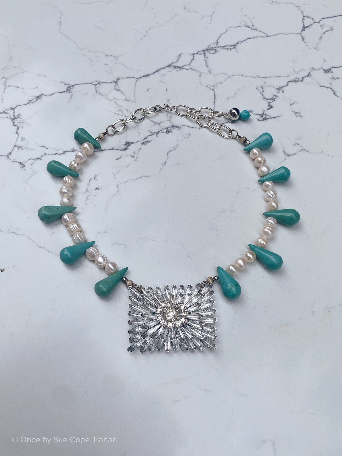 40's Shoe Buckle, Pearls & Turquoise
