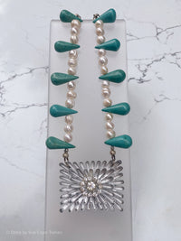 40's Shoe Buckle, Pearls & Turquoise