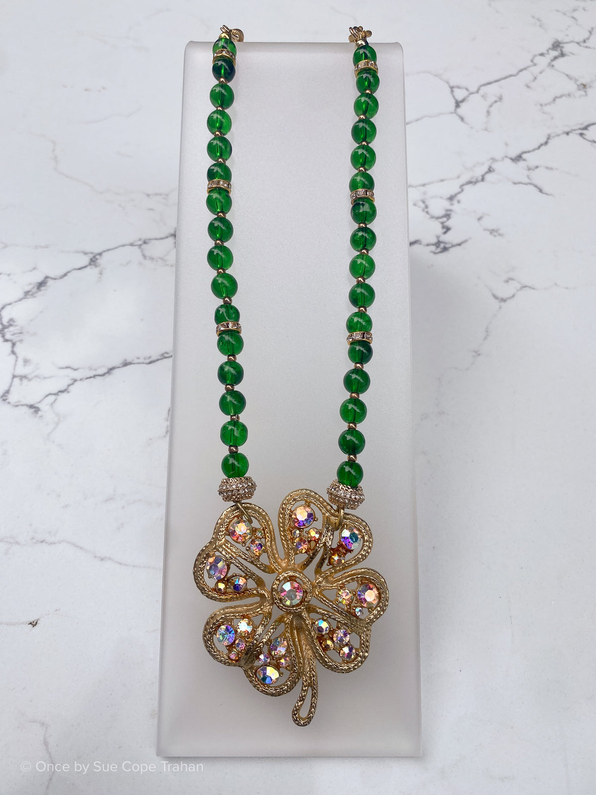 Four Leaf Clover w/ Green Beads