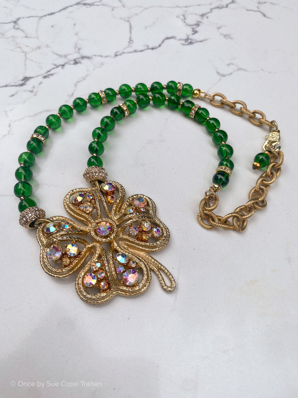 Four Leaf Clover w/ Green Beads
