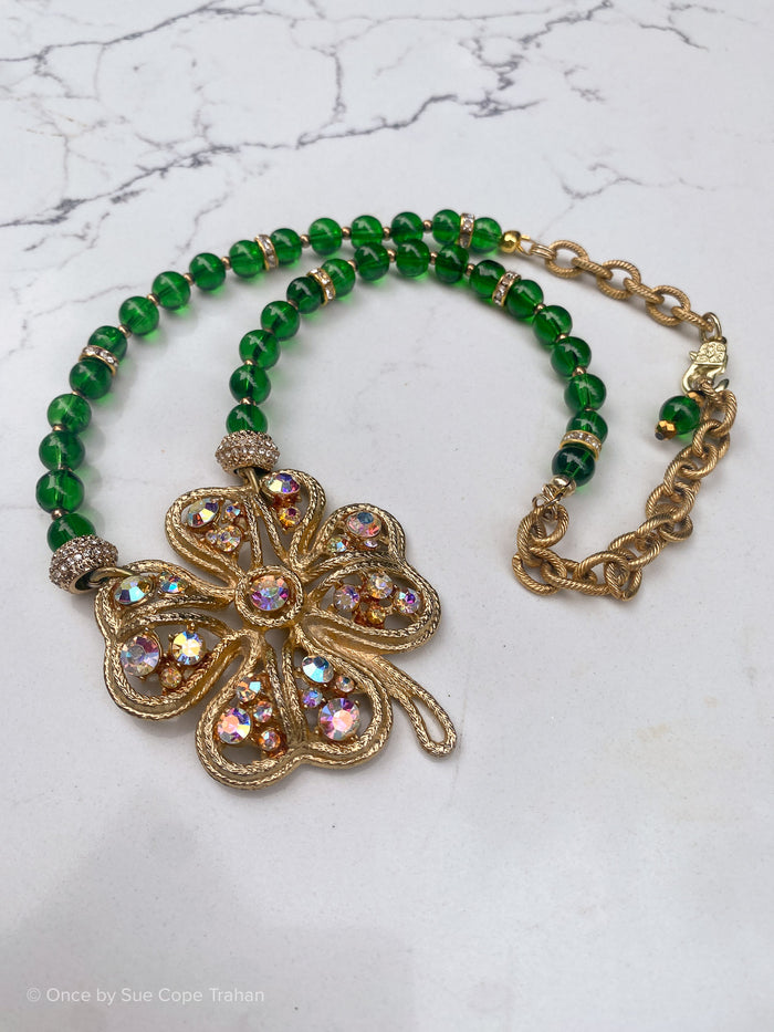 Four Leaf Clover w/ Green Beads