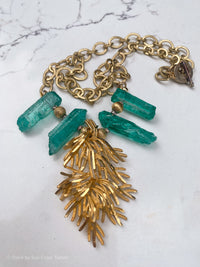 50's Brooch Raw Teal Crystals