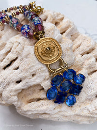1940's Blue Jewel Fur Clip Mirano Glass