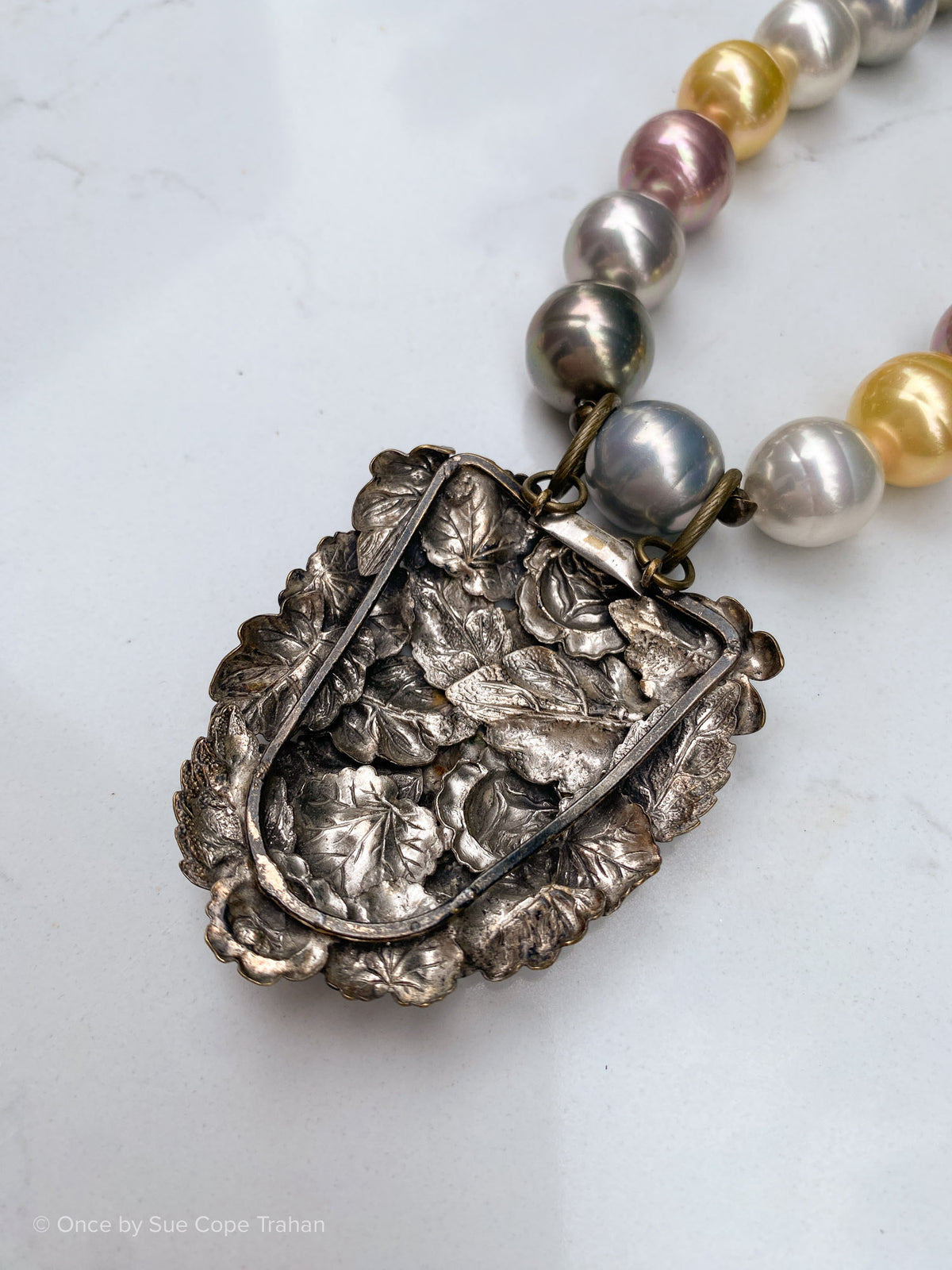 French Fur Clip 80's Vintage Pearls