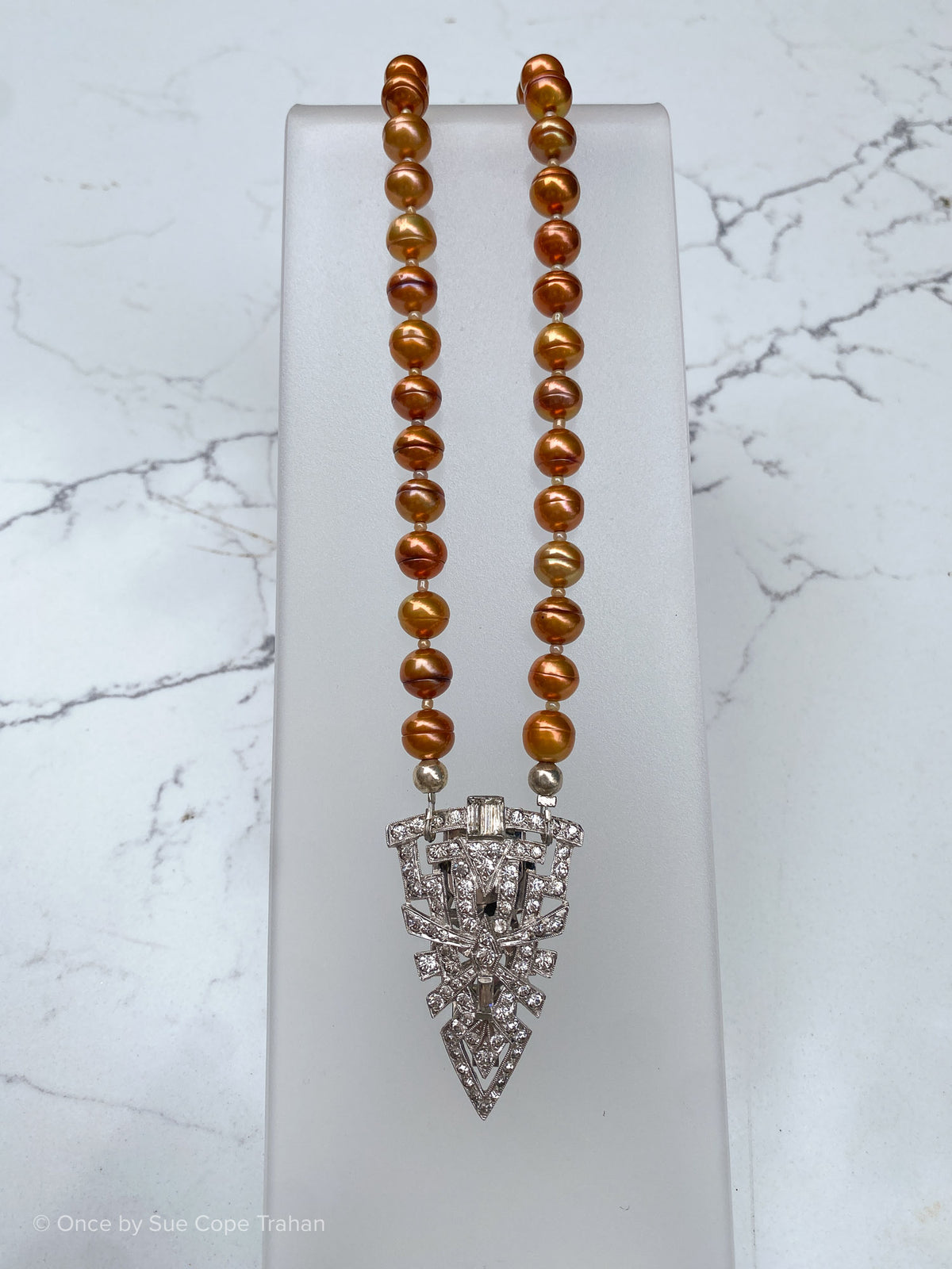 French Fur Clip Pink Glass Pearls