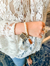 Fresh Water Pearl with LV Charm Bracelet No. 1