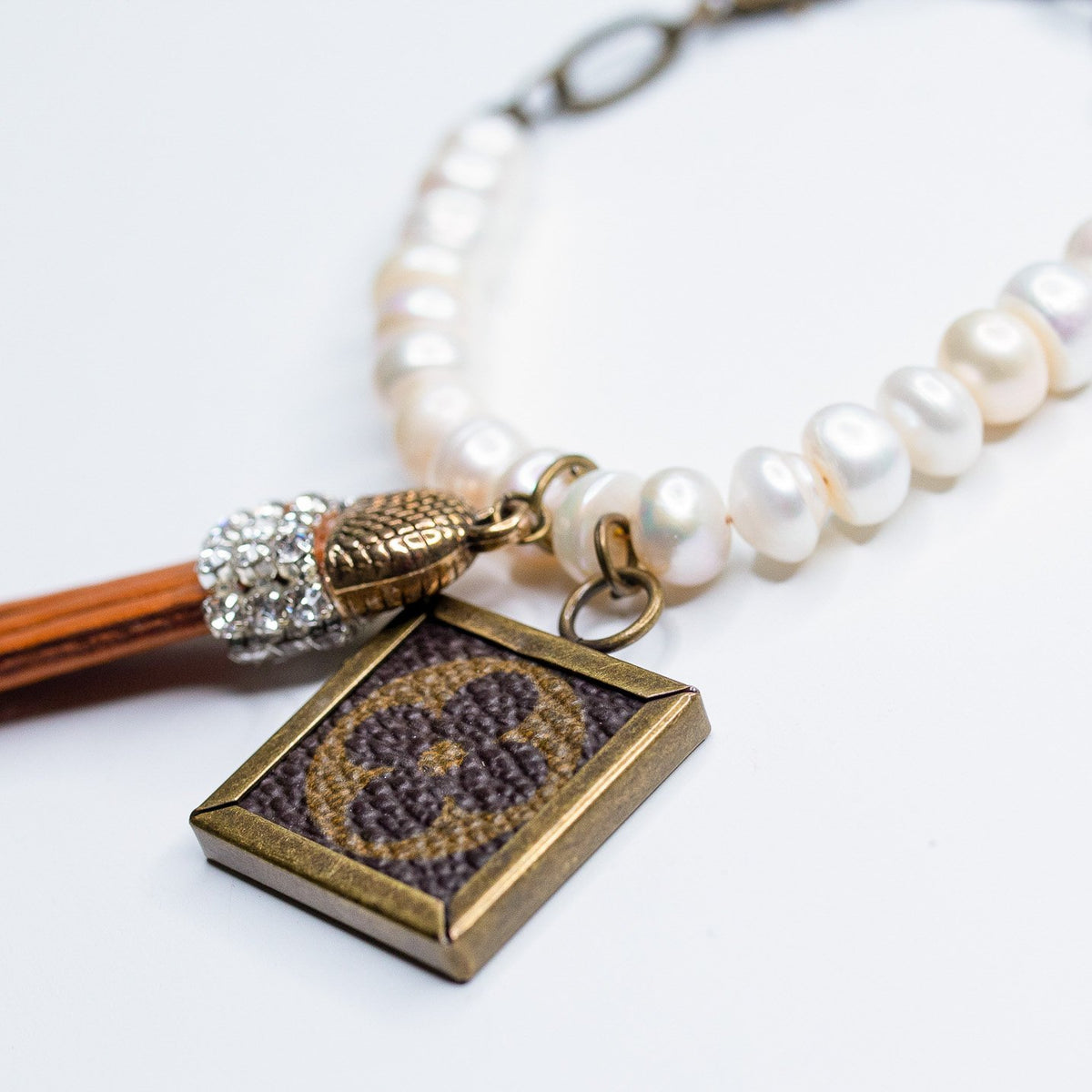 Fresh Water Pearl with LV Charm Bracelet No. 1