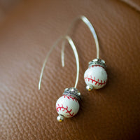 Rhinestone Baseball Earrings