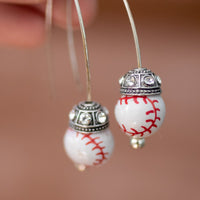 Rhinestone Baseball Earrings
