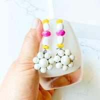 Vintage Bloom Earrings in Pink, Yellow & White No. 3