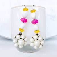 Vintage Bloom Earrings in Pink, Yellow & White No. 3