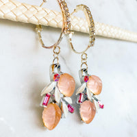 Vintage Peach & Pink Rhinestone Earrings