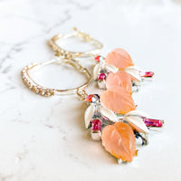 Vintage Peach & Pink Rhinestone Earrings