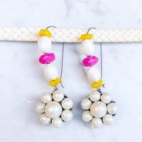 Vintage Bloom Earrings in Pink, Yellow & White No. 3