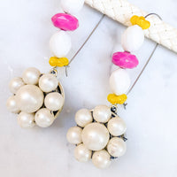 Vintage Bloom Earrings in Pink, Yellow & White No. 3