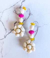 Vintage Bloom Earrings in Pink, Yellow & White No. 2