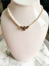 Honey Bee & Authentic Baroque Pearl Necklace