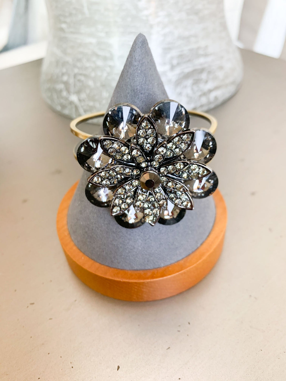 Statement Bangle with Grey Rhinestones