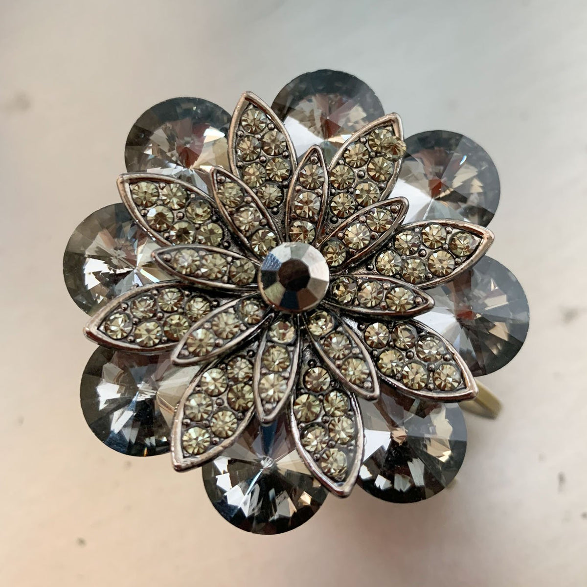Statement Bangle with Grey Rhinestones
